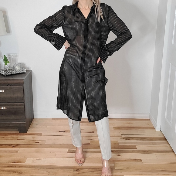 DKNY sheer blouse tunic style - Picture 8 of 15